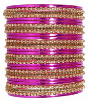 NMII Non-Precious Metal Base Metal With Zircon Gemstone and Linked With Ball Chain and Plane Bangles Set For Women and Girls