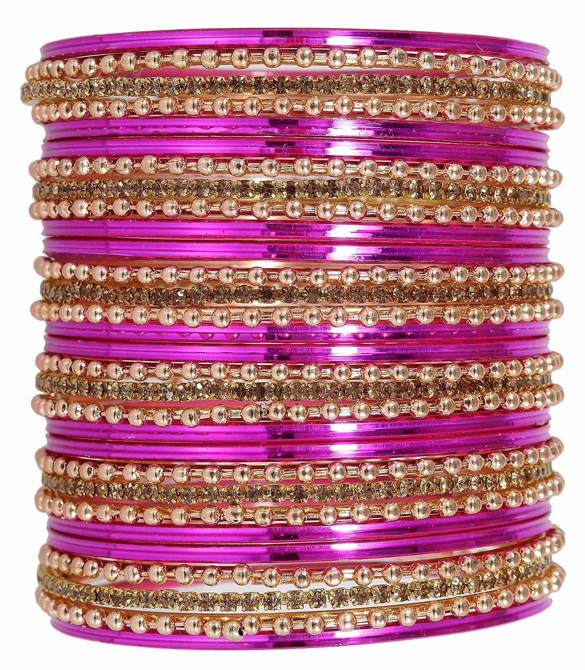 NMII Non-Precious Metal Base Metal With Zircon Gemstone and Linked With Ball Chain and Plane Bangles Set For Women and Girls