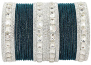 NMII Metal Bangles Set For Women and Girls Studded With Zircon Gemstone and Velvet Bangles I Chuda Bangles I Stylish Bangles Bracelet Set I Metal Bangles (Pack of 28)