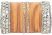 NMII Metal with Zircon Gemstone and Velvet Adorned Bangles Set For Girls and Women I Traditional Bangle Set, Wedding Bangle Set I Pack of 68 Bangles