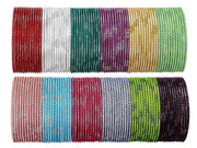 NMII Stylish Multi colour Metal Bangles set for women and Girls with Zari and Cutting Design | Fancy Multicolour Bangles for women | Metal Churi Set- Pack of 144 Bangles