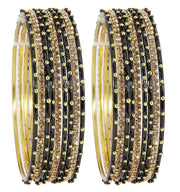 NMII Non-Precious Metal Base Metal Studded with Zircon Gemstone and Linked with Ball Stone Glossy Finished Bangle Set For Women and Girls