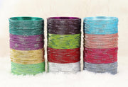 NMII Stylish Multi colour Metal Bangles set for women and Girls with Zari and Cutting Design | Fancy Multicolour Bangles for women | Metal Churi Set- Pack of 144 Bangles