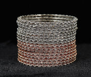 NMII Alloy Metal with Zircon Gemstone and Pearls Adorned Bangles Set For Women and Girls