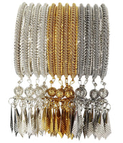 NMII Non-Precious Metal With Base Metal Springs Built Design and Latkan Linked Kaleere Type Kada Set For Women and Girls