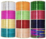 NMII Non-Precious Metal Base Metal With Cutting and Colourful Plane Bangles Set For Women and Girls