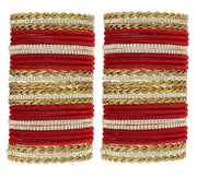 NMII Traditional Gold Plated Metal Bangles Set For Women & Girls with Zircon Gemstone and Velvet Studded | Women's Fashion Jewelry | Indian Bangles | Golden Chudi Set-Pack of 56