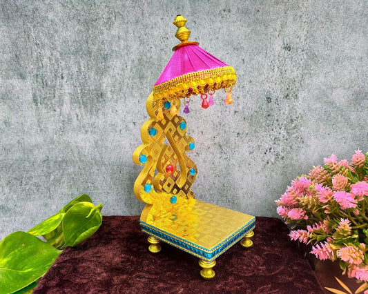 SHINDE EXPORTS Wooden Singhasan Throne for god laddu Gopal Lord Thakur Pooja (8 inches)