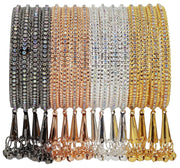 NMII Alloy Metal With Zircon Gemstone and Bells Latkan Linked Traditional Bangles Set For Girls and Women