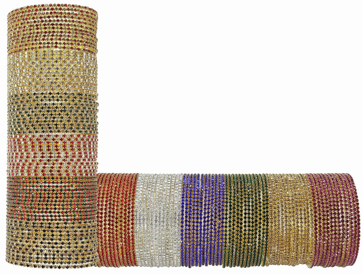 NMII Non-Precious Metal with Base Metal Zircon Gemstone Studded Glossy Finished Traditional Bangle set for Women and Girls