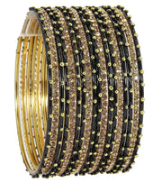 NMII Non-Precious Metal Base Metal Studded with Zircon Gemstone and Linked with Ball Stone Glossy Finished Bangle Set For Women and Girls