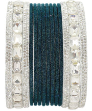 NMII Metal Bangles Set For Women and Girls Studded With Zircon Gemstone and Velvet Bangles I Chuda Bangles I Stylish Bangles Bracelet Set I Metal Bangles (Pack of 28)