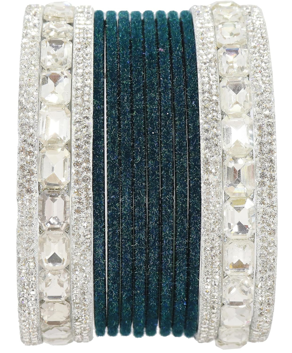 NMII Metal Bangles Set For Women and Girls Studded With Zircon Gemstone and Velvet Bangles I Chuda Bangles I Stylish Bangles Bracelet Set I Metal Bangles (Pack of 28)