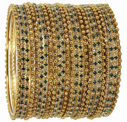 NMII Non-Precious Metal With Base Metal And Zircon Gemstone Studded Ballchain Linked Glossy Finished Bangle Set For women and Girls