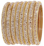 NMII Glass Bangles Set For Girls and Women Studded Zircon Gemstone and Beads I women bangles I (Pack of 8)