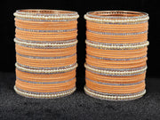 NMII Metal with Cubic Zirconia and Pearls Velvet Bangles For Women and Girls