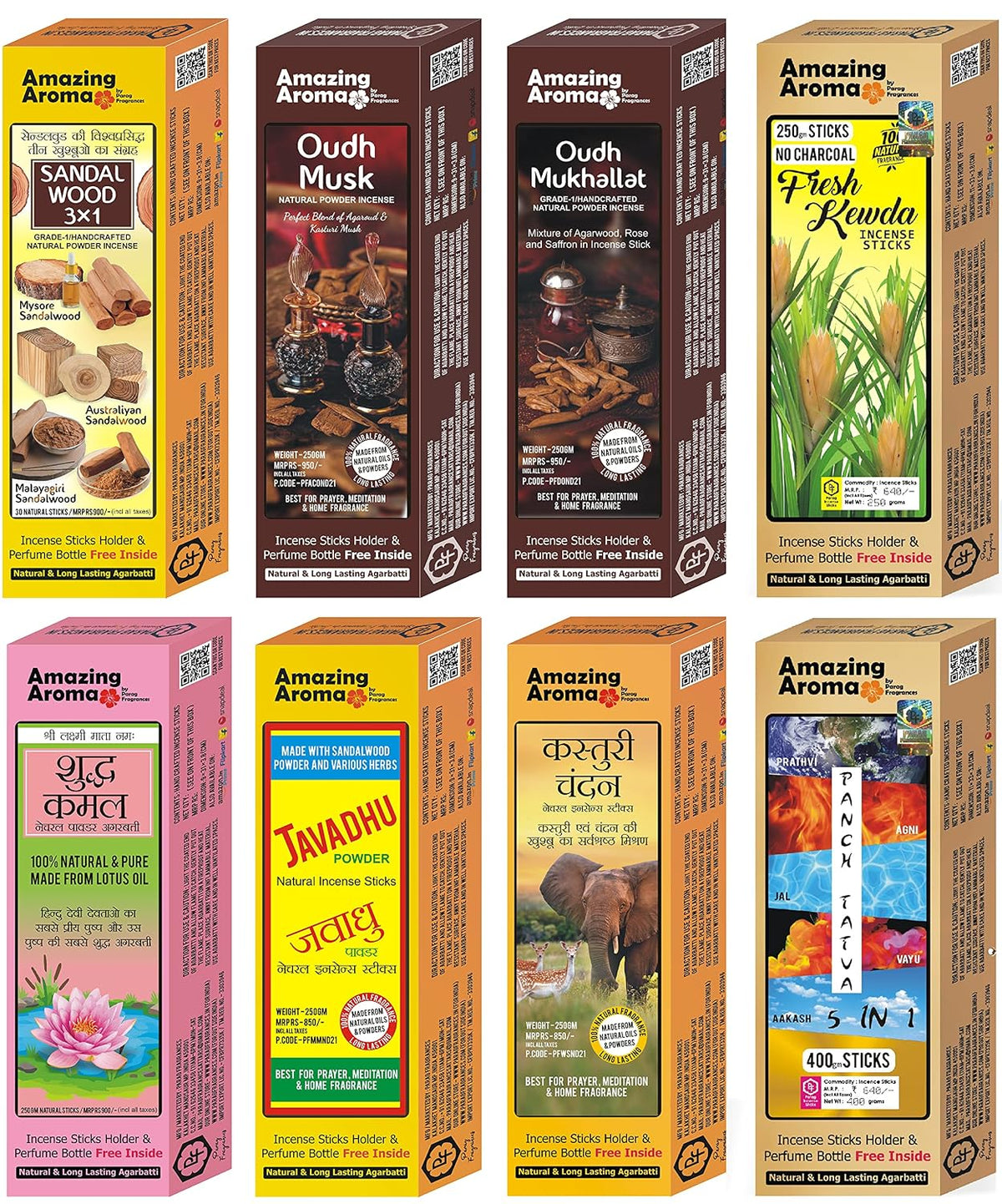Parag Fragrances Lotus 4 in 1 Incense Sticks/Agarbatti Real Essential Oils (Pack of 4 X 110 Gm/Total 440 Gm) 24 Hours Fragrance Lasting Agarbatti for Pooja/Worship and Home Fragrance