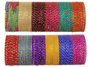 NMII Multicolour Metal Bangles Set with Golden Polka Dots & Cutting Design For Women & Girls | Women's Bangles Combo | Traditional Design Golden Bangles | Chudi Set- Pack of 144 Bangle