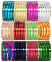 NMII Non-Precious Metal Base Metal With Cutting and Colourful Plane Bangles Set For Women and Girls