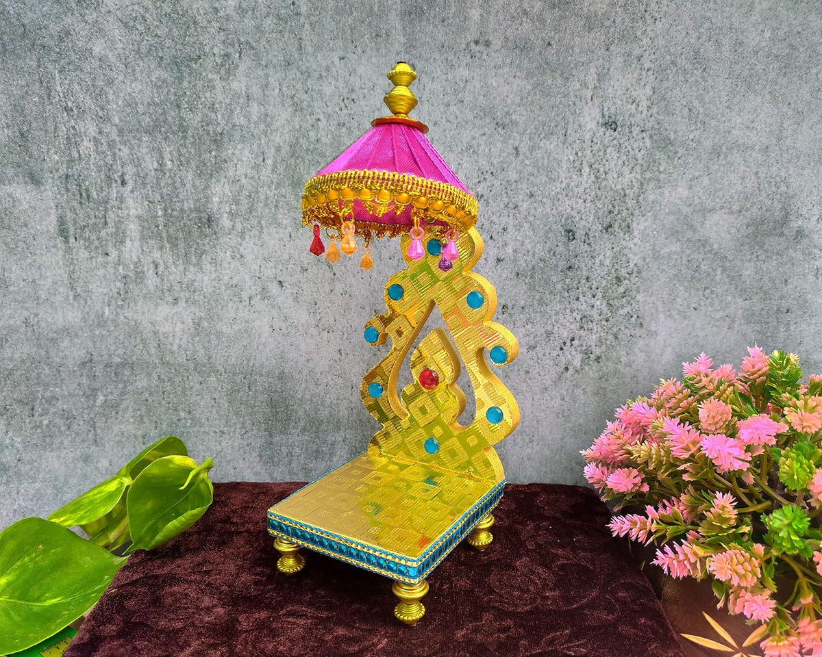 SHINDE EXPORTS Wooden Singhasan Throne for god laddu Gopal Lord Thakur Pooja (8 inches)
