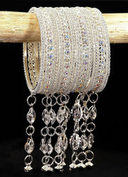 NMII Metal with Zircon Gemstone Studded Latkan Bangles Set For Girls and Women I Latkan Bangle Set, Metal Bangle Set I Pack of 12 Bangles