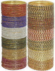 NMII Non-Precious Metal with Base Metal Zircon Gemstone Studded Glossy Finished Traditional Bangle set for Women and Girls