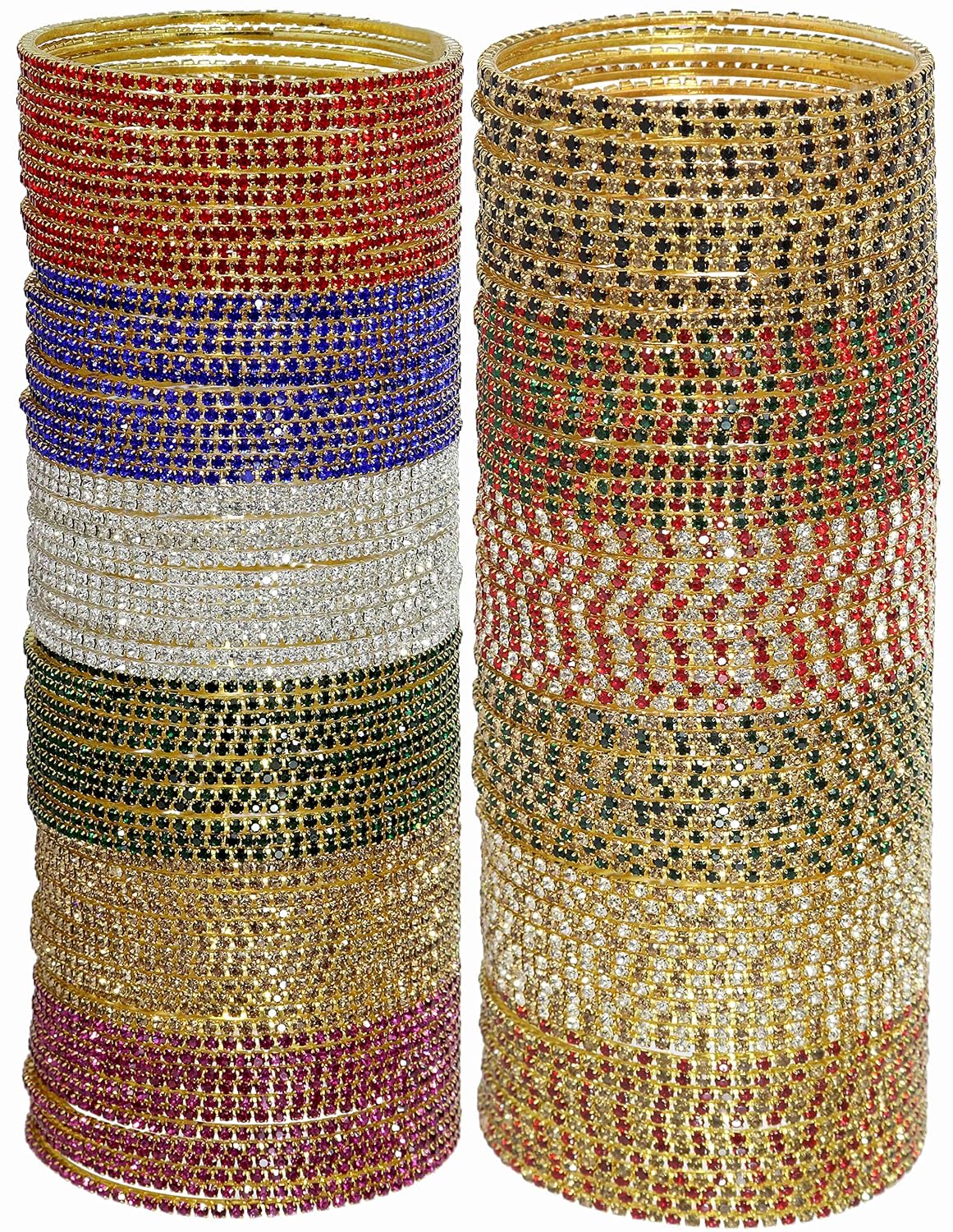 NMII Non-Precious Metal with Base Metal Zircon Gemstone Studded Glossy Finished Traditional Bangle set for Women and Girls