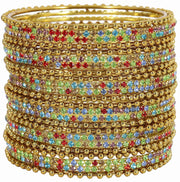 NMII Non-Precious Metal With Base Metal And Zircon Gemstone Studded Ballchain Linked Glossy Finished Bangle Set For women and Girls