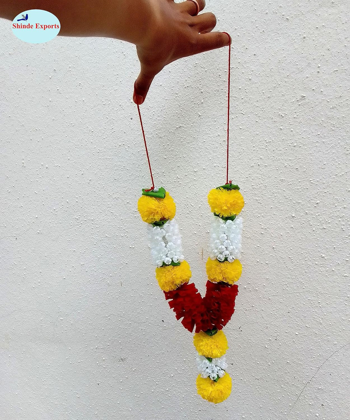 SHINDE EXPORTS Artificial Plastic Marigold Fool mala Garland for Photo Frame god Idols Pooja Room Dead Person Garlands for Home Decoration (Style 3, 14 inches)