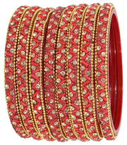 NMII Glass Bangles Set For Girls and Women Studded Zircon Gemstone and Beads I women bangles I (Pack of 8)