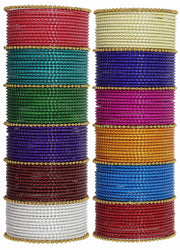 NMII Non-Precious Metal Base Metal With Ball Cutting Pattern Design and Ball Chain Linked Worked Bangles Set For Women and Girls
