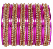NMII Non-Precious Metal Base Metal With Zircon Gemstone and Linked With Ball Chain and Plane Bangles Set For Women and Girls