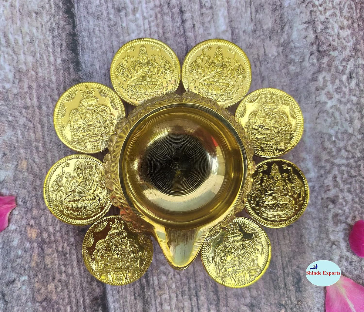 SHINDE EXPORTS ShGodess Laxmi/Lakshmi Brass Diya deepam lamp for puja/Pooja Worship. (Design 2)