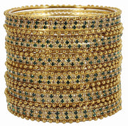 NMII Non-Precious Metal With Base Metal And Zircon Gemstone Studded Ballchain Linked Glossy Finished Bangle Set For women and Girls