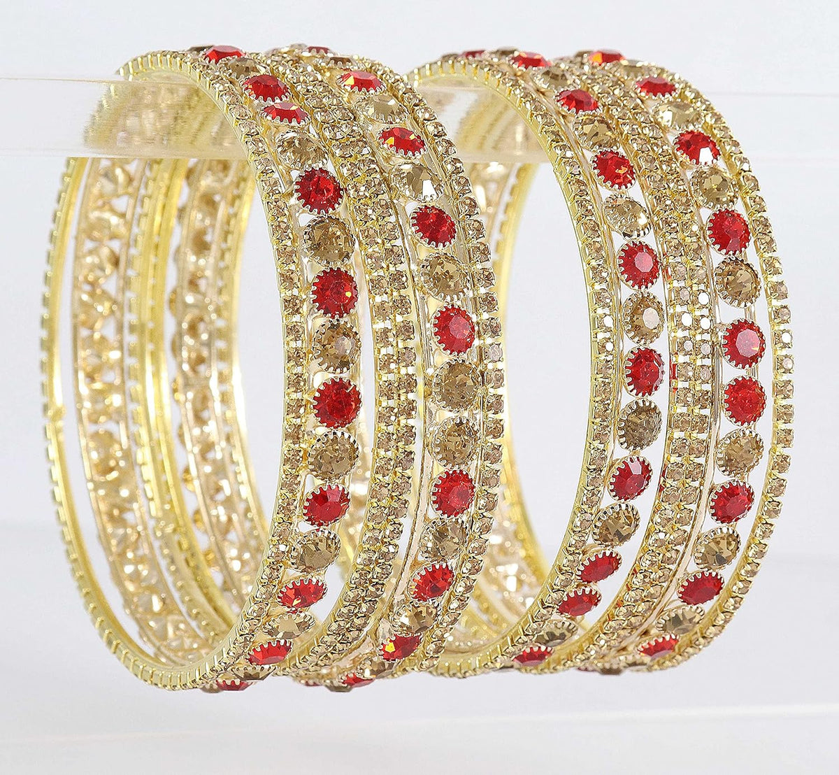 NMII Non Precoius Metal, Base Metal and Zircon Gemstone Bangle set for Women/Girls