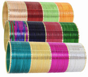 NMII Non-Precious Metal Base Metal With Cutting and Colourful Plane Bangles Set For Women and Girls