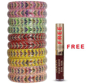 NMII Glass with Simple and Plain Glossy Finished Kada Set For Women and Girls