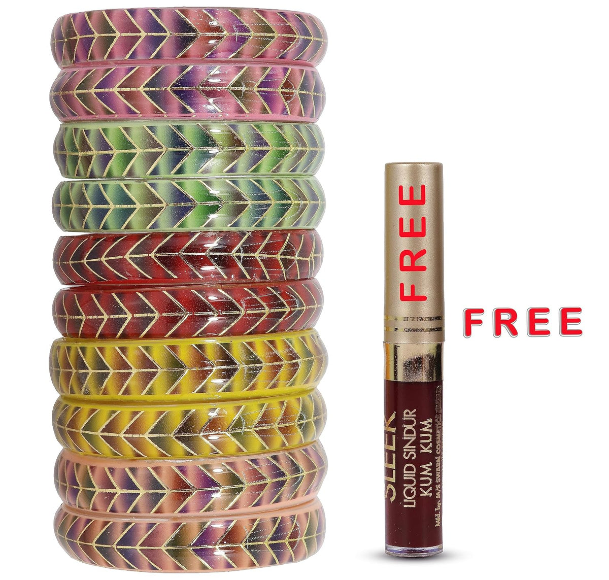 NMII Glass with Simple and Plain Glossy Finished Kada Set For Women and Girls