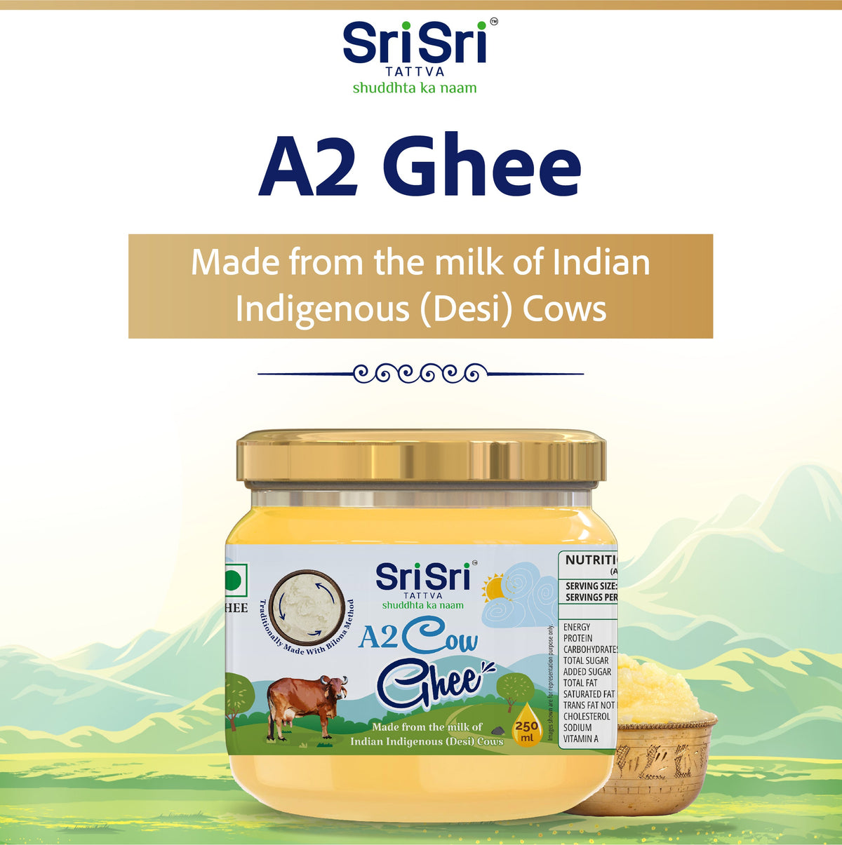 Sri Sri Tattva A2 Cow Ghee, 250 ml