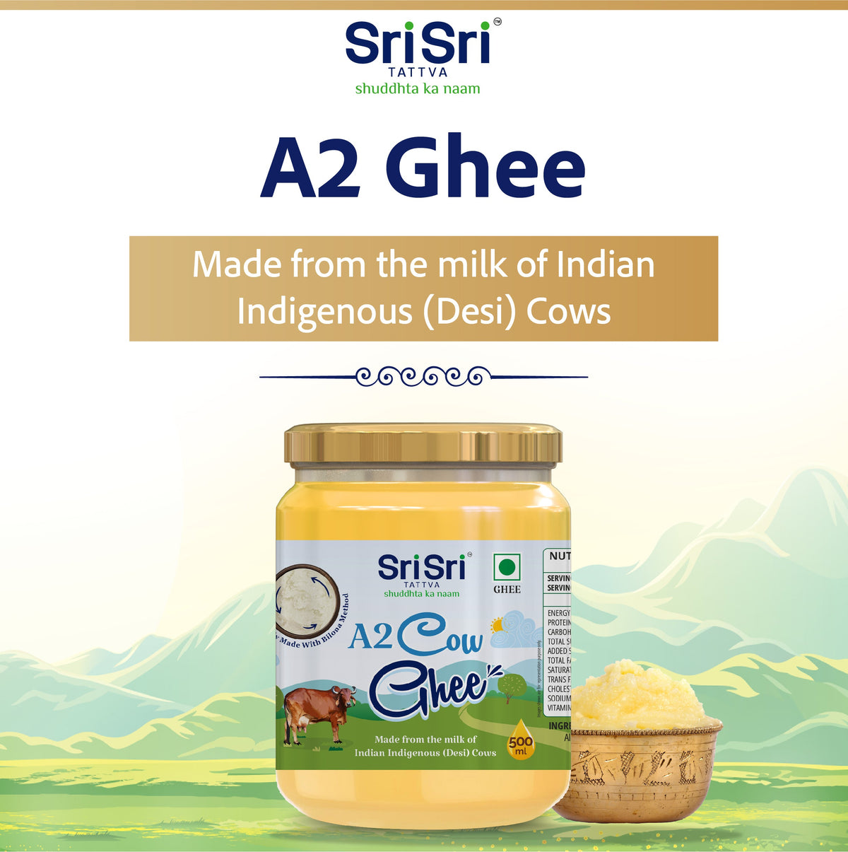 Sri Sri Tattva A2 Cow Ghee, 500 ml