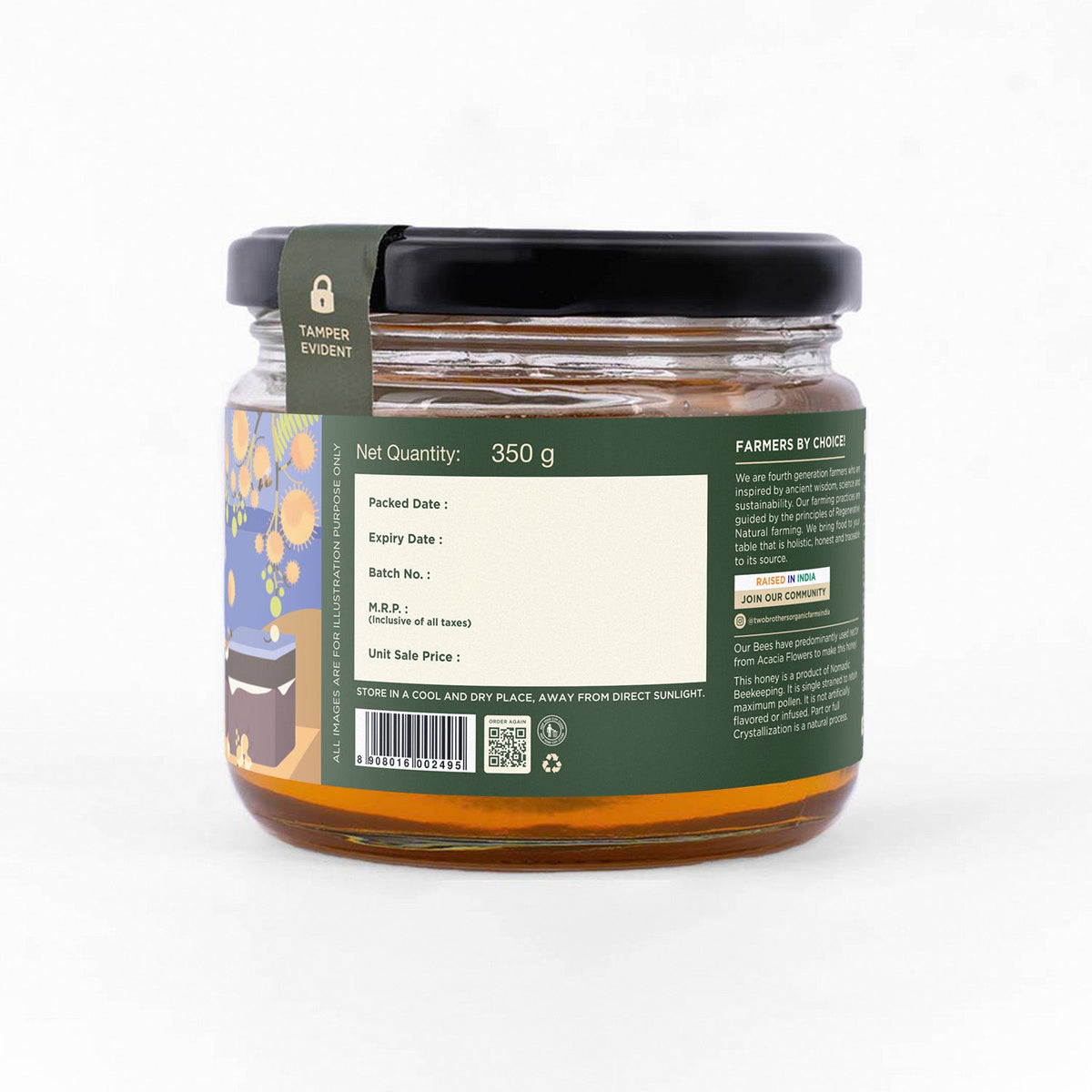 Two Brothers Organic Farms Acacia Honey, Raw Mono-floral Unfiltered