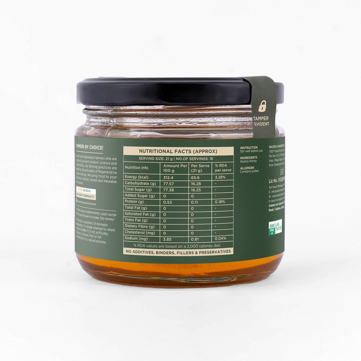 Two Brothers Organic Farms Acacia Honey, Raw Mono-floral Unfiltered