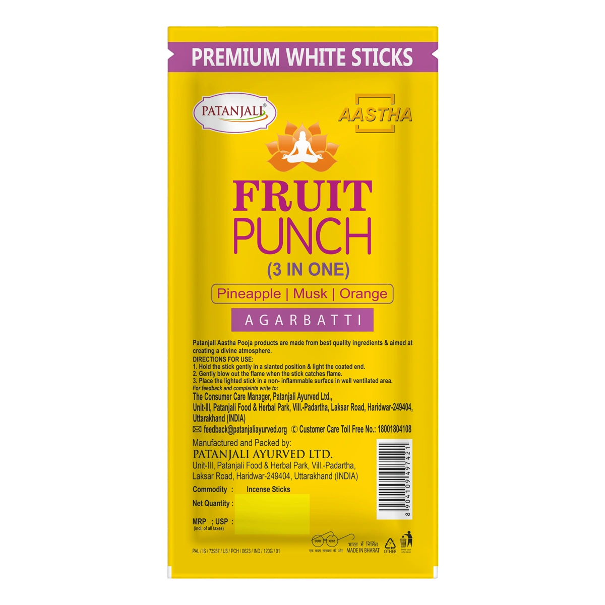 Patanjali Aastha Premium White Stick Fruitpunch Agarbatti