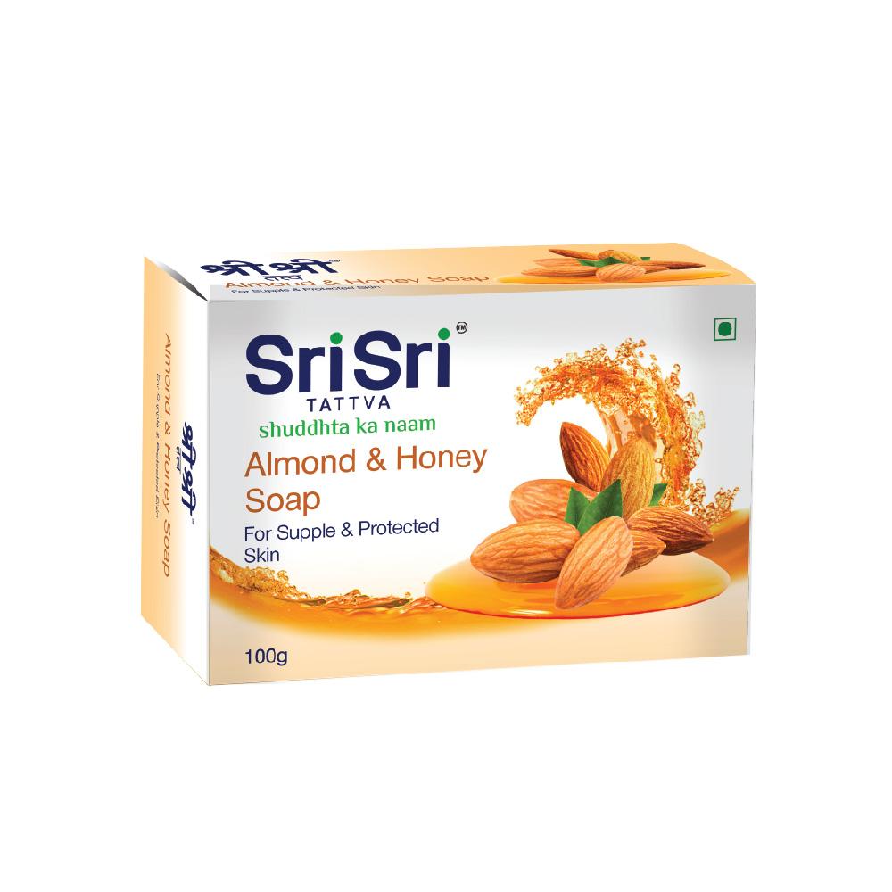 Sri Sri Tattva Almond Honey Soap - For Supple & Protected Skin, 100 g