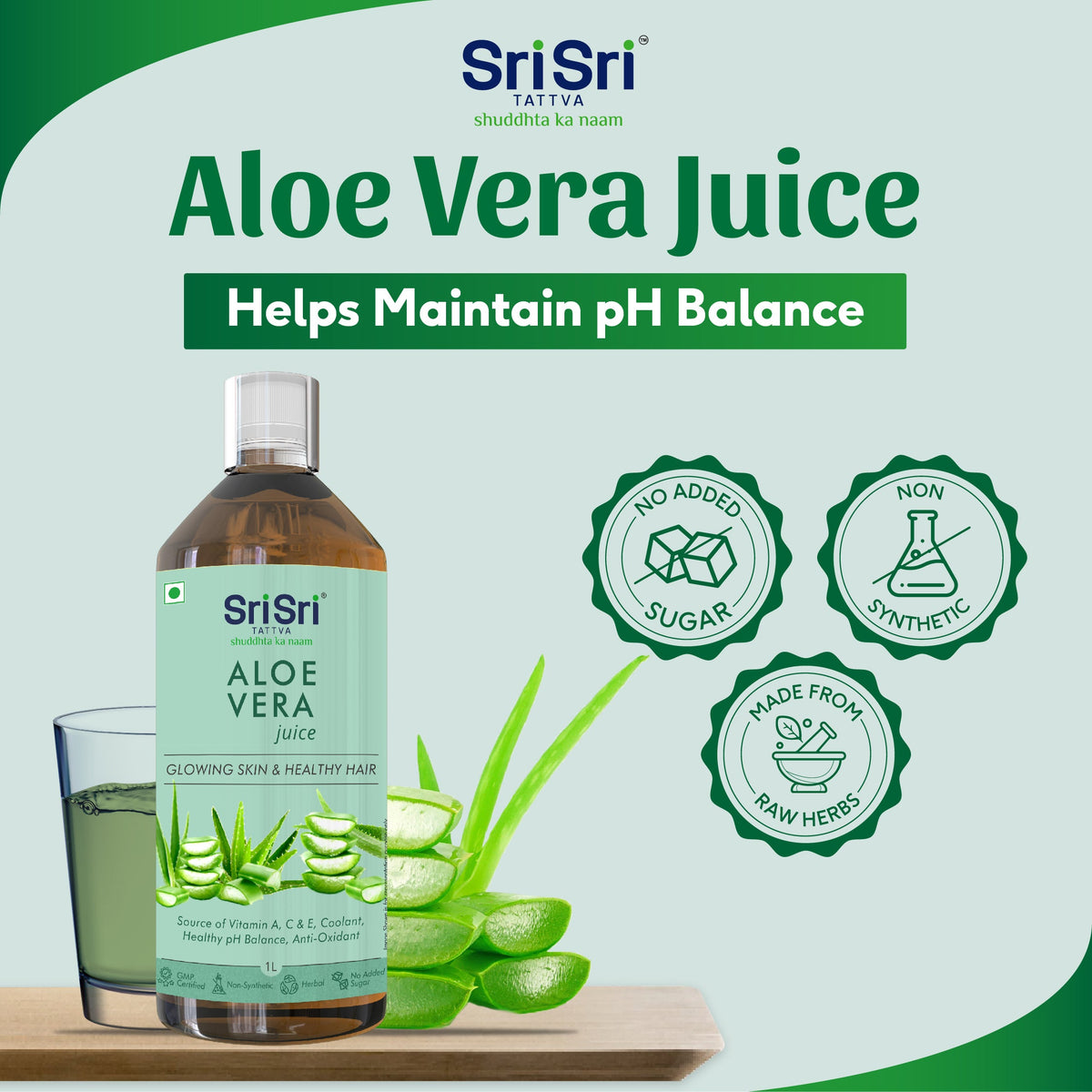 Sri Sri Tattva Aloe Vera Juice | No Added Sugar | 1 L