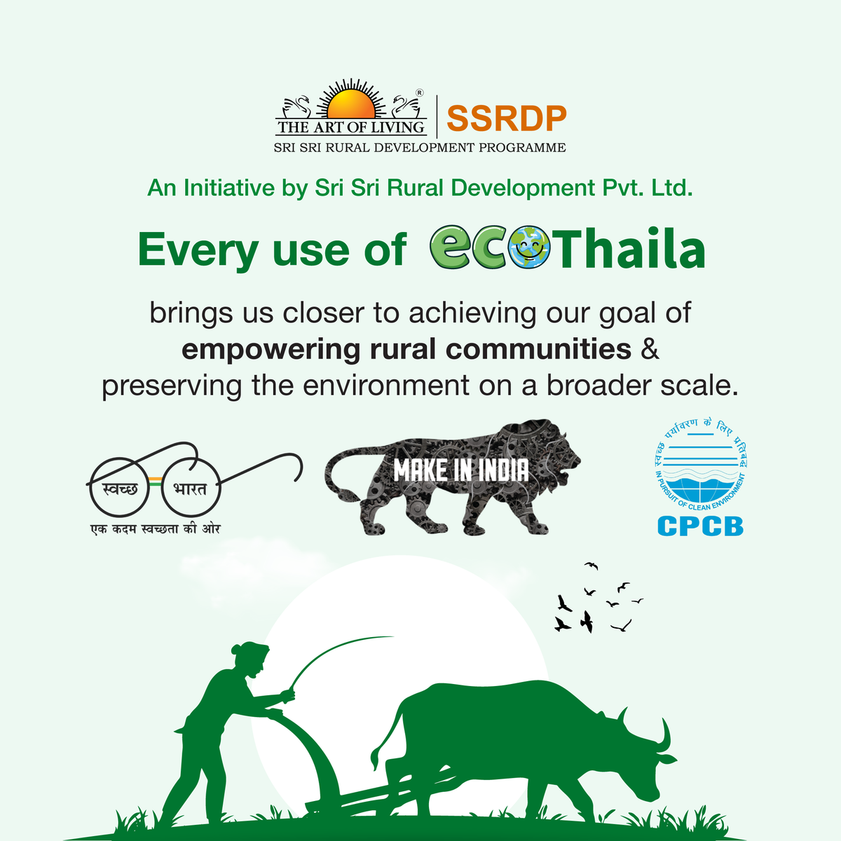 Sri Sri Tattva Eco Thaila - ECO Friendly Garbage Bags | Large - 30 Bags (3 Rolls, 10 bags each) | 24 X 32 Inches | Compostable & Biodegradable