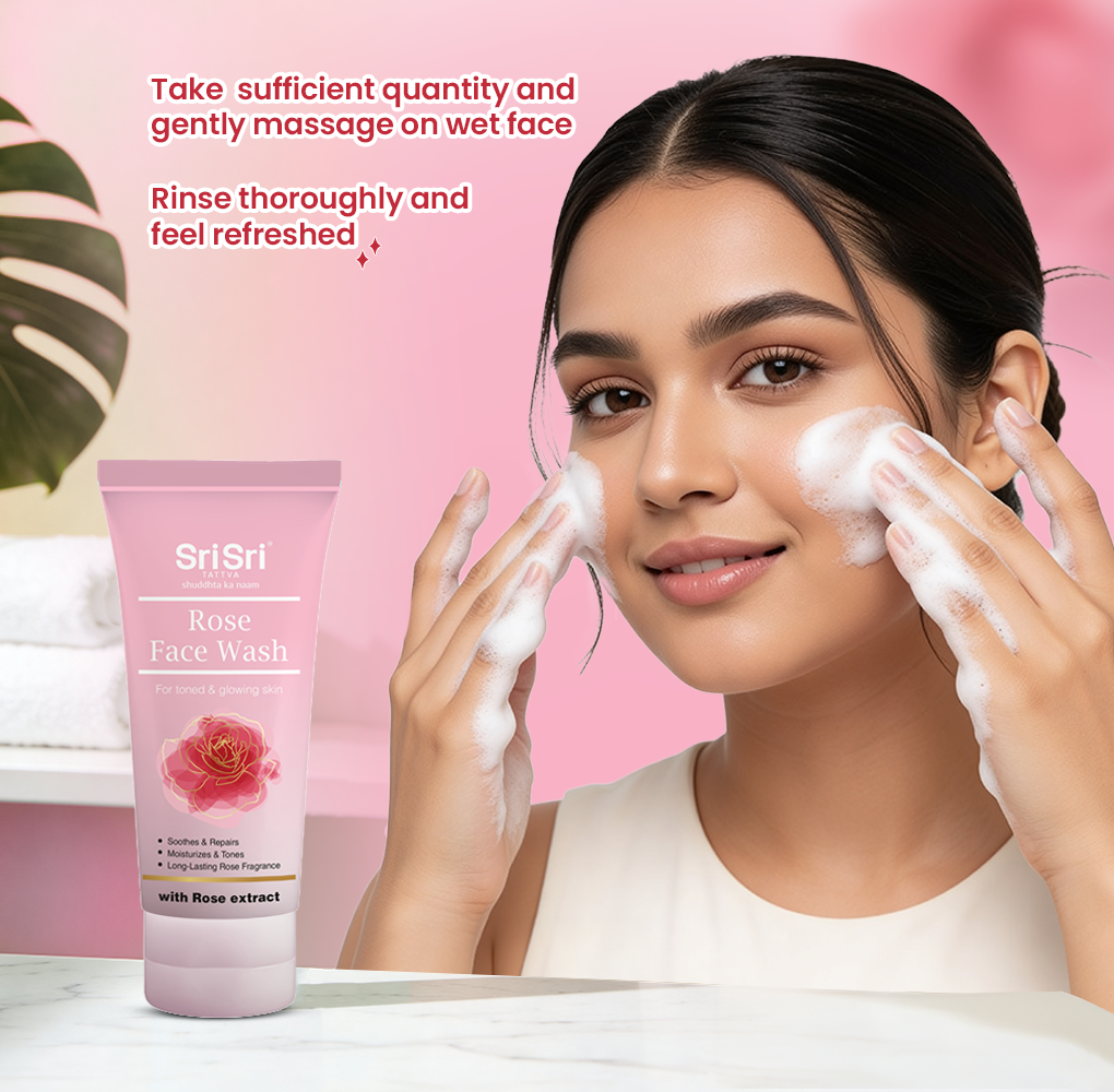 Sri Sri Tattva Rose Face Wash - For Toned & Glowing Skin, 100 ml