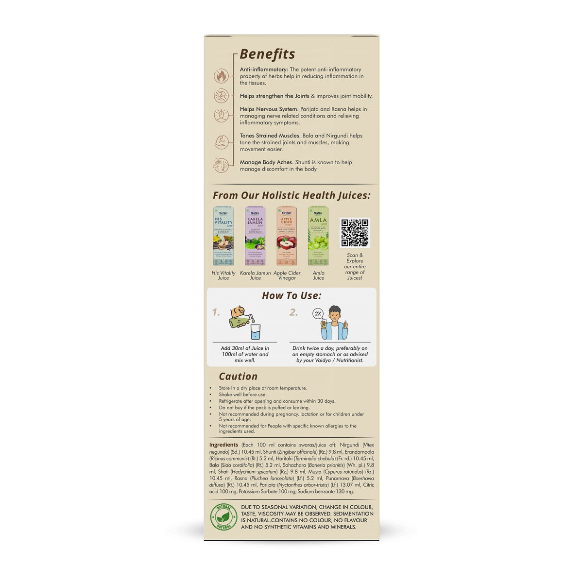 Sri Sri Tattva Artho Fix Juice | Supports Joint Health & Improves Mobility | 1 L