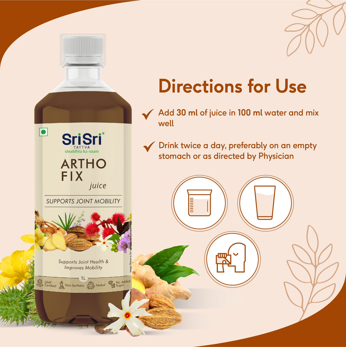 Sri Sri Tattva Artho Fix Juice | Supports Joint Health & Improves Mobility | 1 L