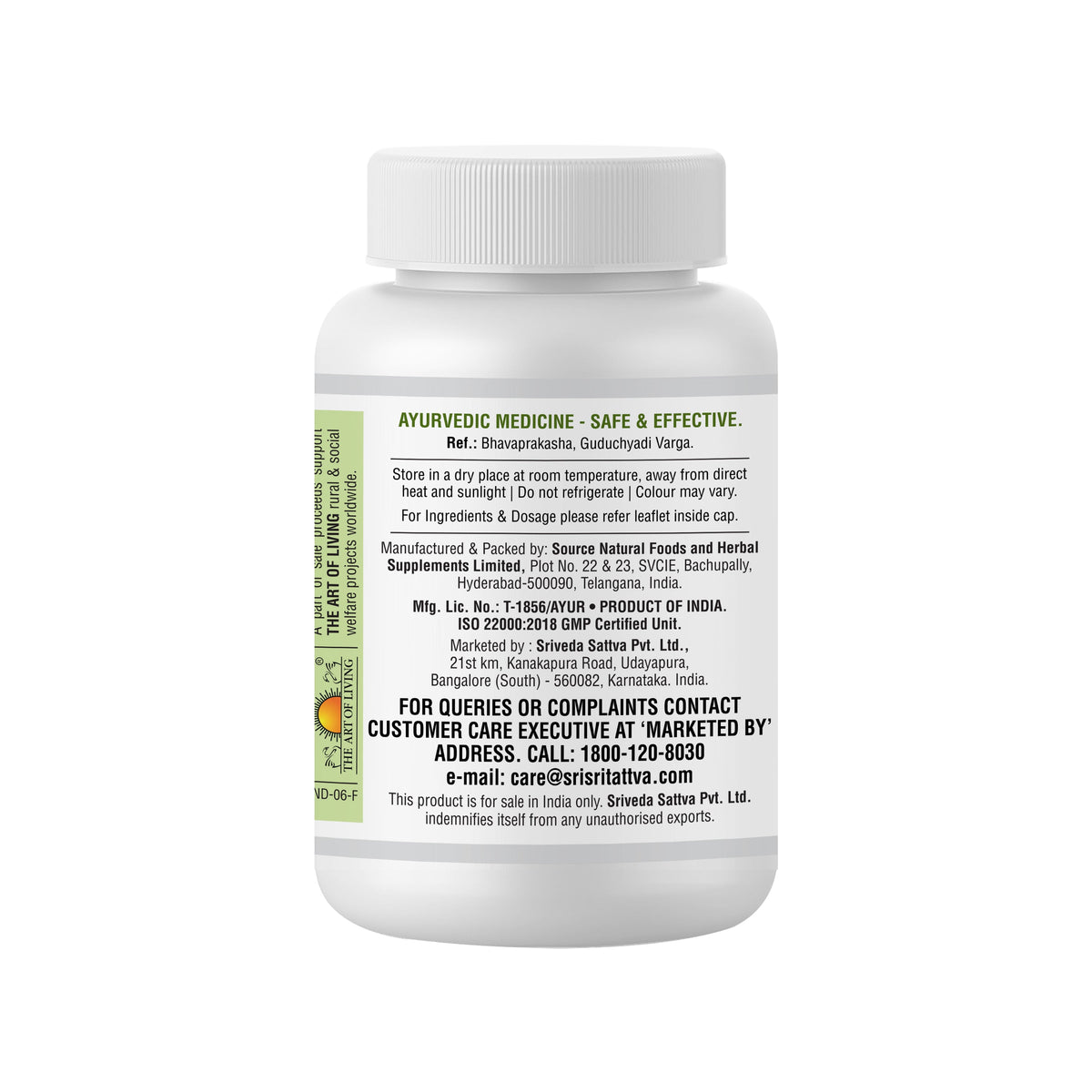 Sri Sri Tattva Ashwagandha - Stress Relief | Balances Nervous System | Promotes Quality Sleep | Restores Energy & Strength | 60 Tabs, 500 mg